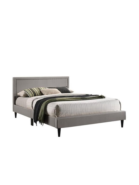 Paula Platform Bed - Beige - Queen - Upholstered Design