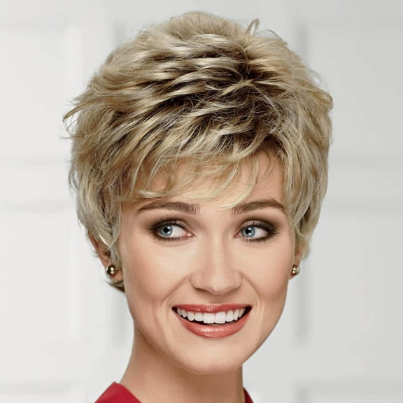Paula Young Abby WhisperLite Wig Short, Lightweight Style with Chic, Cropped Layers/Multi-tonal Shades of Blonde, Silver, Brown, and Red