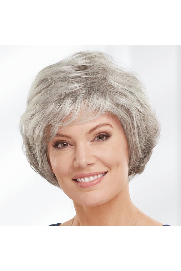 Beth Wig Beautiful Bob Wig with Soft Fringe and Touchable Waves/Multi-Tonal Shades of Blonde, Silver, Brown and Red