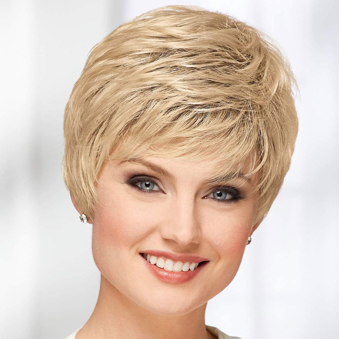Paula Young Casey WhisperLite Wig Short, Ultra-Chic Pixie Wig with Neat, Straight Layers/Multi-tonal Shades of Blonde, Silver, Brown, and Red