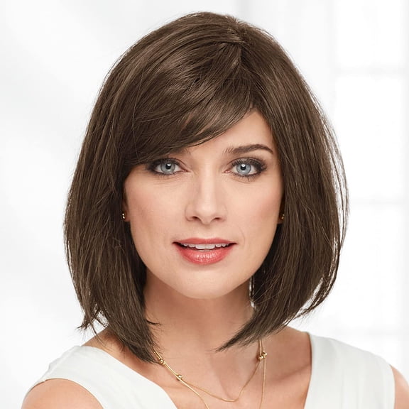 Paula Young Heather VersaFiber Wig Heat-Stylable Mid-Length Wig with Monofilament Crown and Trending Silhouette/Multi-Tonal Shades of Blonde, Silver, Brown and Red