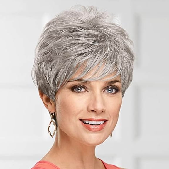 Paula Young Lauren WhisperLite Wig Short, Spirited Pixie Wig with Richly Texturized, Piecey Layers and Wispy, Side-Swept Bangs/Multi-tonal Shades of Blonde, Silver, Brown, and Red