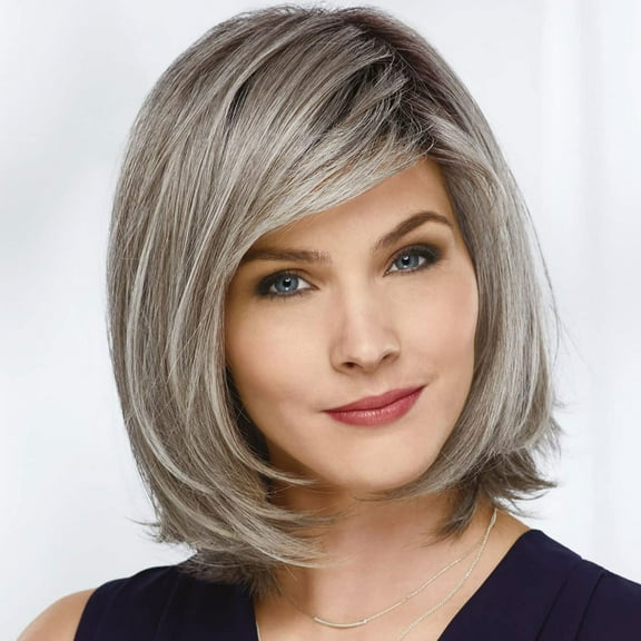 Paula Young Shannon Versafiber Wig Mid-Length, Straight Bob Wig In Heat-Resistant, Curlable Fiber/Multi-tonal Shades of Blonde, Grey, Brown, and Red