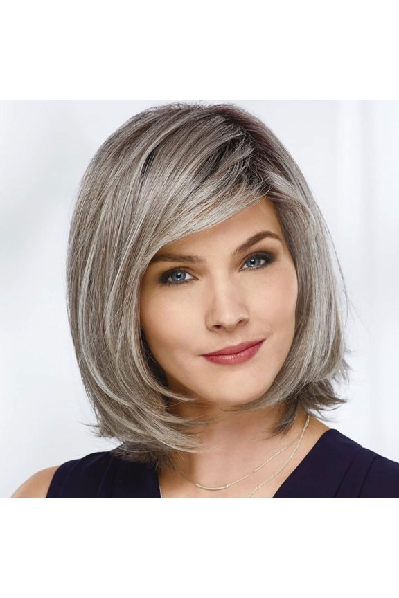 Shannon Versafiber Wig Mid-Length, Straight Bob Wig In Heat-Resistant, Curlable Fiber/Multi-tonal Shades of Blonde, Grey, Brown, and Red