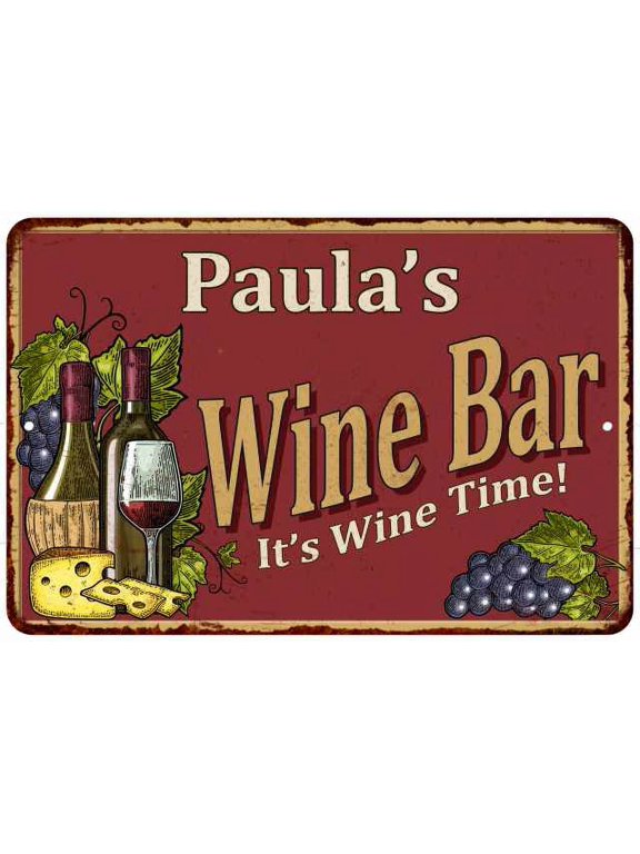 Paula's Red Wine Bar Gift Metal 8x12 Sign Home Decor 108120054096