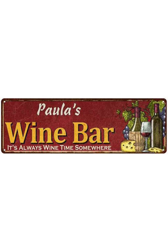 Paula's Wine Bar Red Gift Home Kitchen Decor 6x18 Sign 206180056100