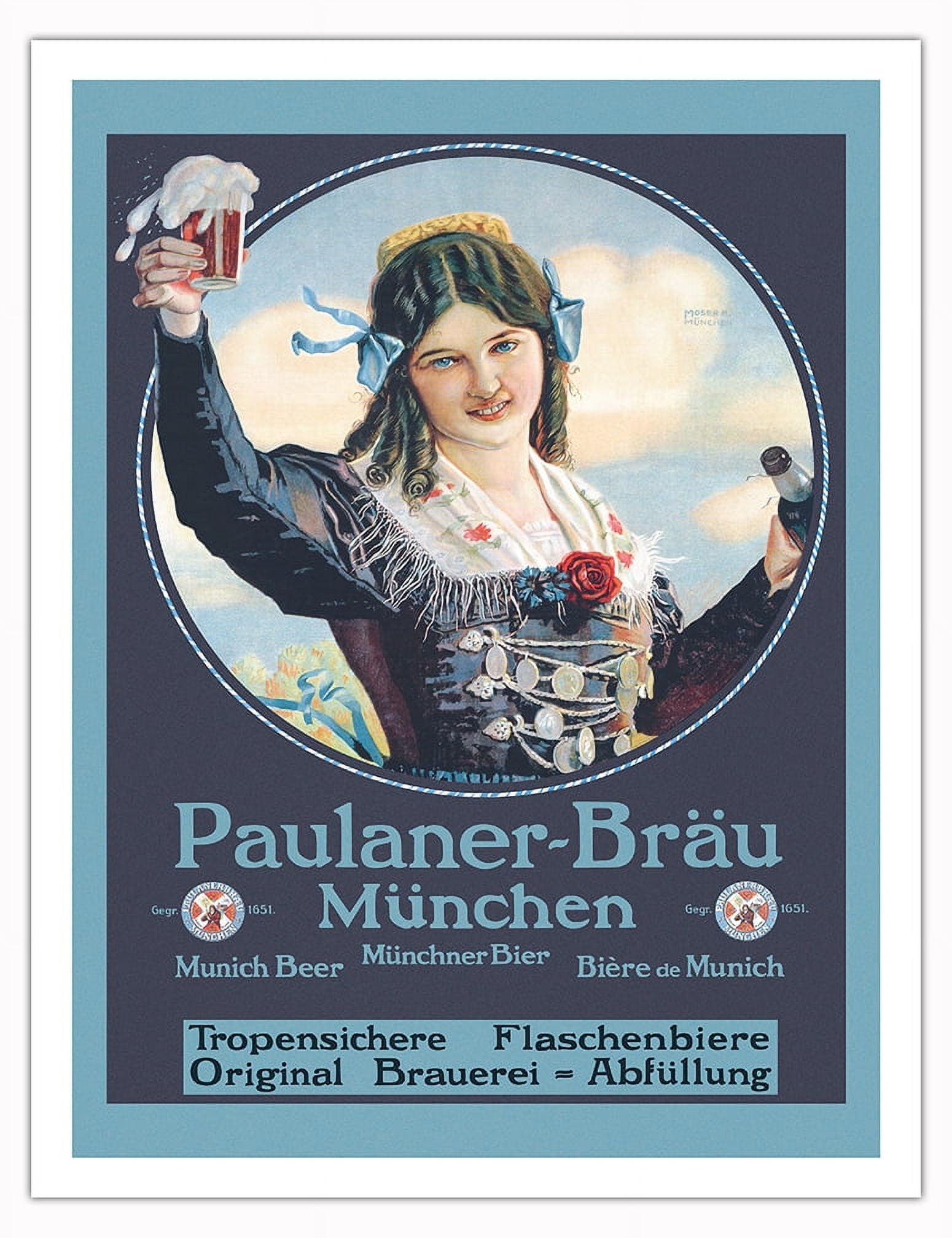 Paulaner-Bräu Beer - Munich Germany - Vintage Advertising Poster c.1890s -  Fine Art Matte Paper Print (Unframed) 20x26in - Walmart.com