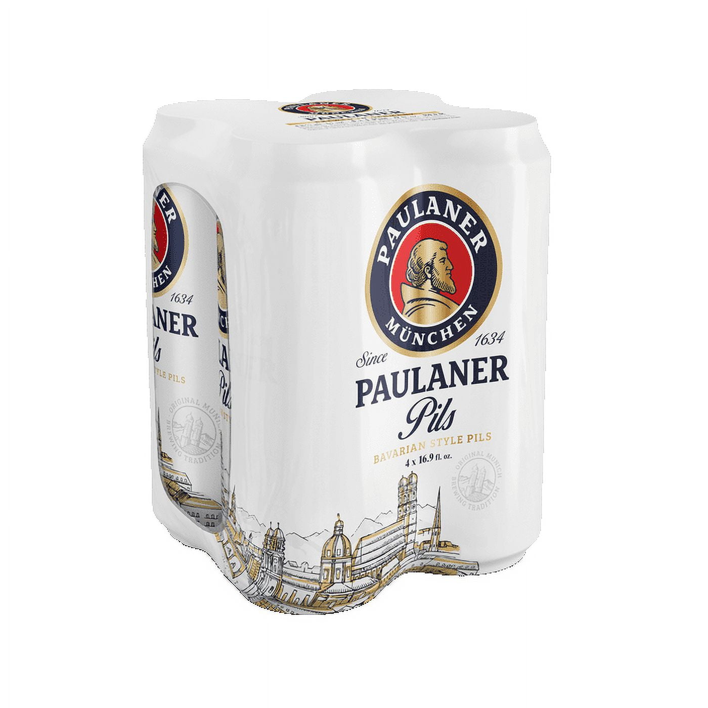Paulaner Pilsner 4 pack 16.9z Cans, Import Beer, 4.9% ABV