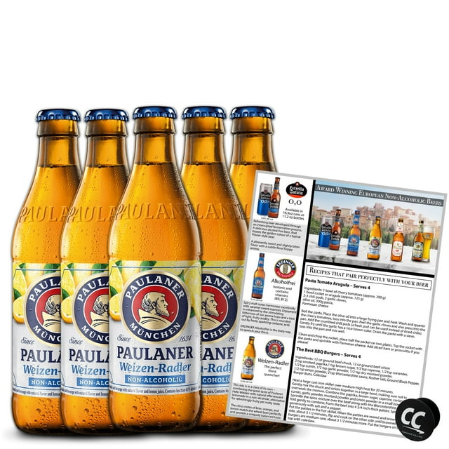 Paulaner Weizen Radler Non Alcoholic Beer 5 Pack, Award Winning Beer