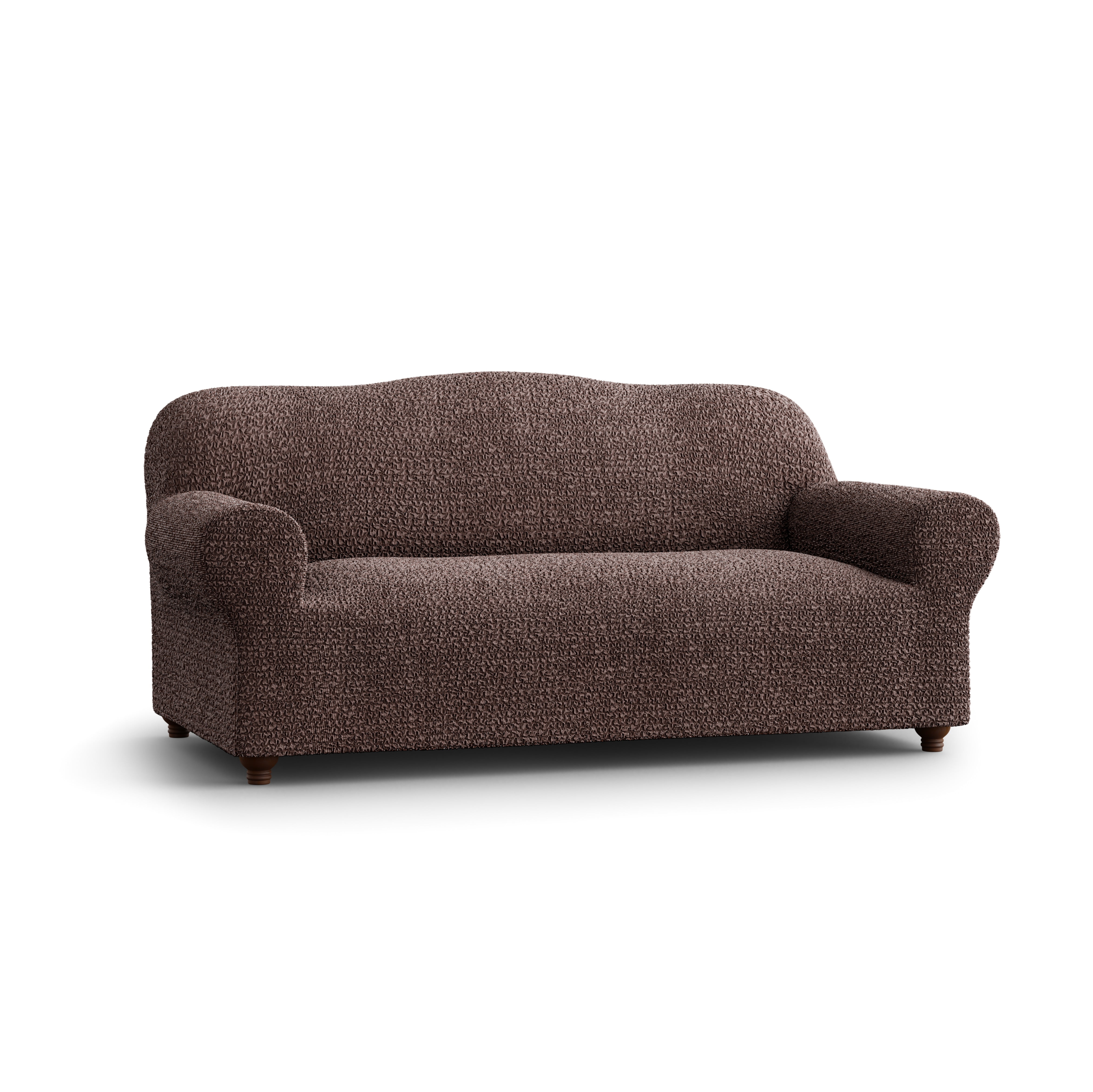 Brown Stretch Sofa Cover for 3-Seater Couch