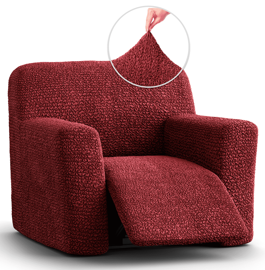 Bordeaux Stretch Modern Recliner Slipcover in Elegant Burgundy
