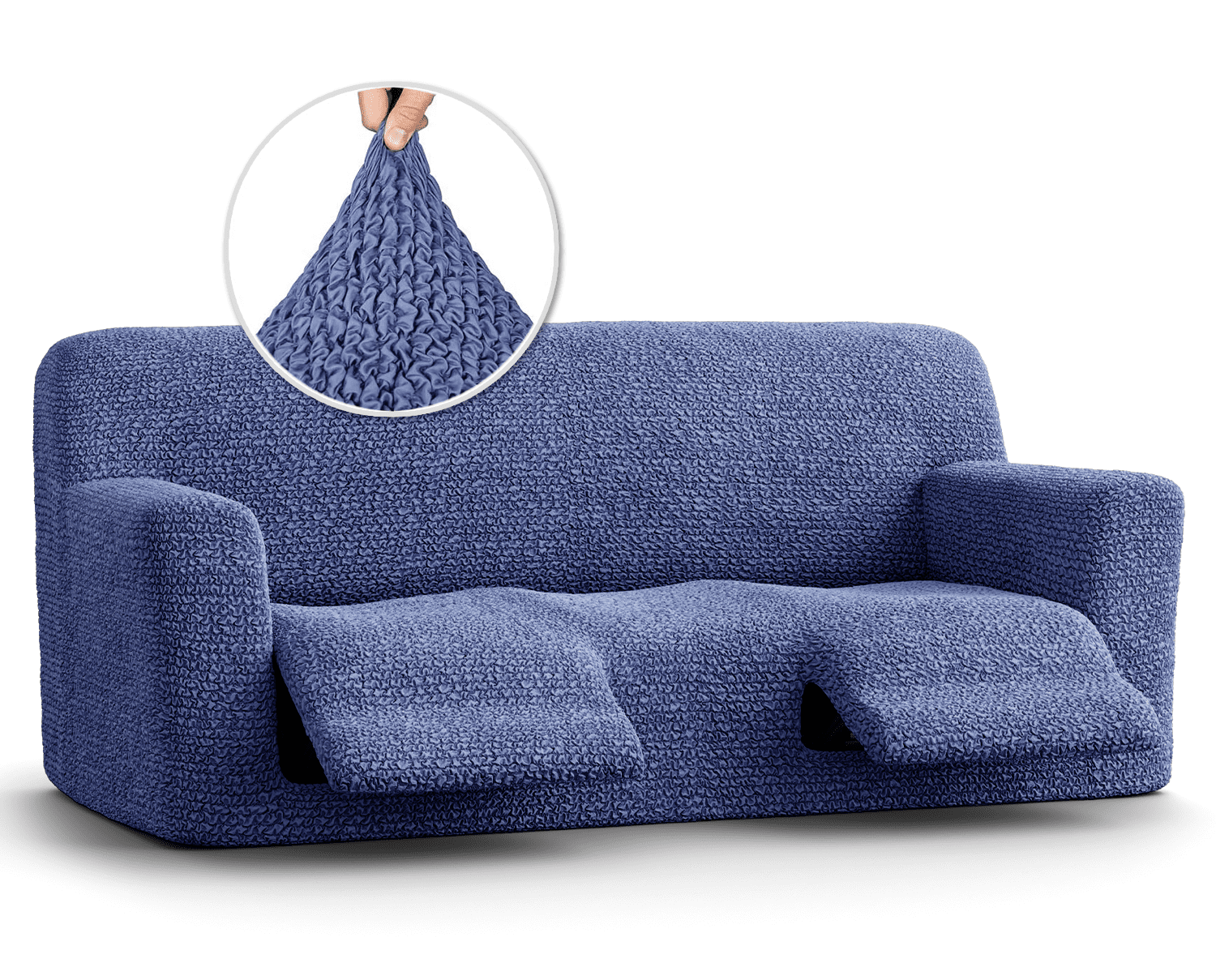 Blue Stretchable Microfiber Recliner Sofa Slipcover