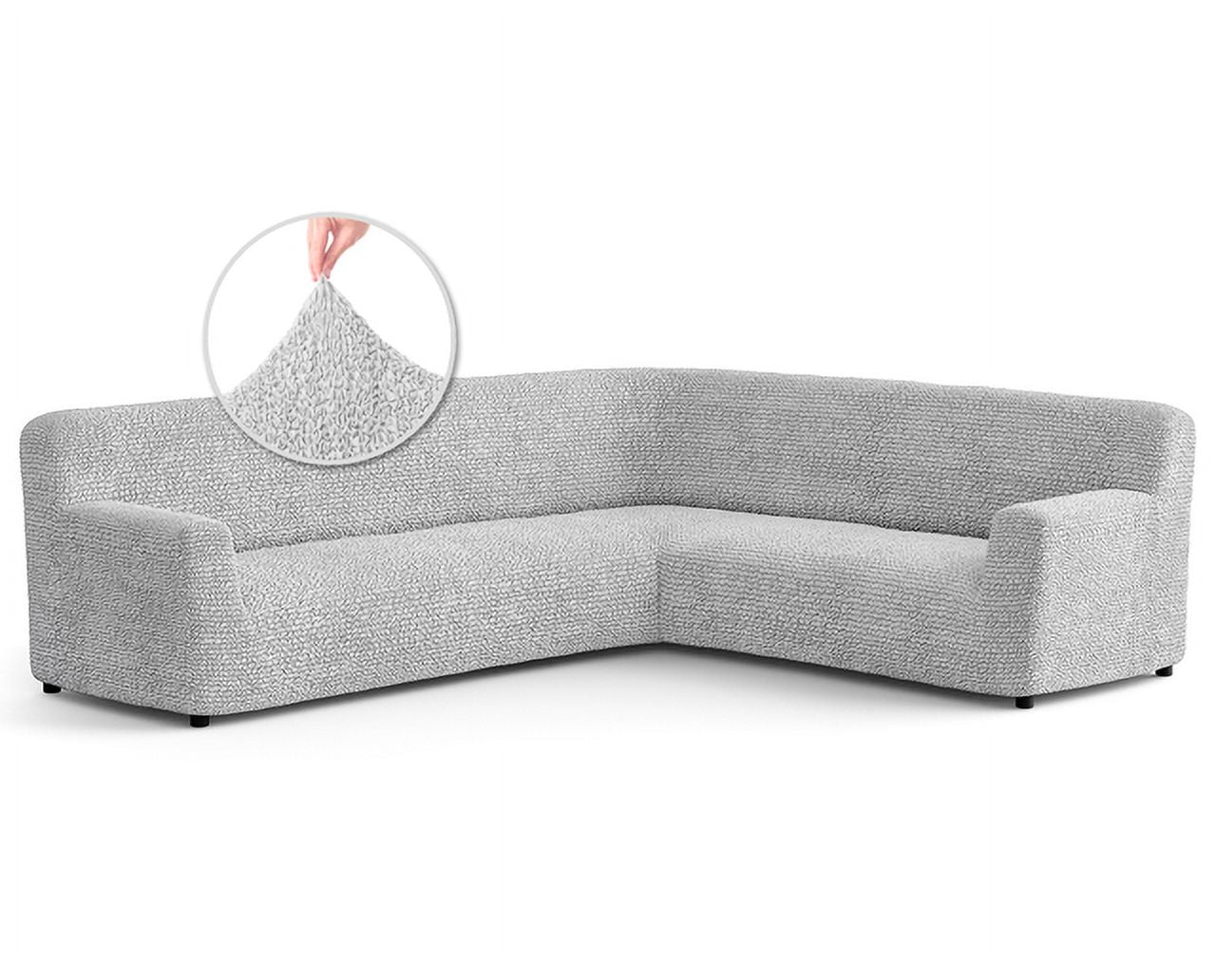 Paulato by Ga.I.Co. Sectional Sofa Slipcover Solid Light Grey