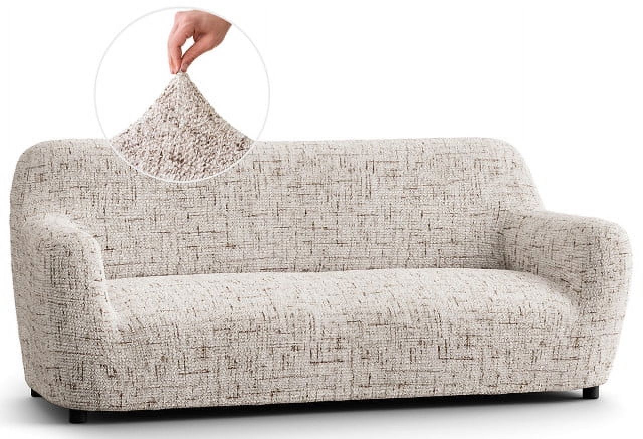 Rustic White Stretch Polyester Sofa Slipcover