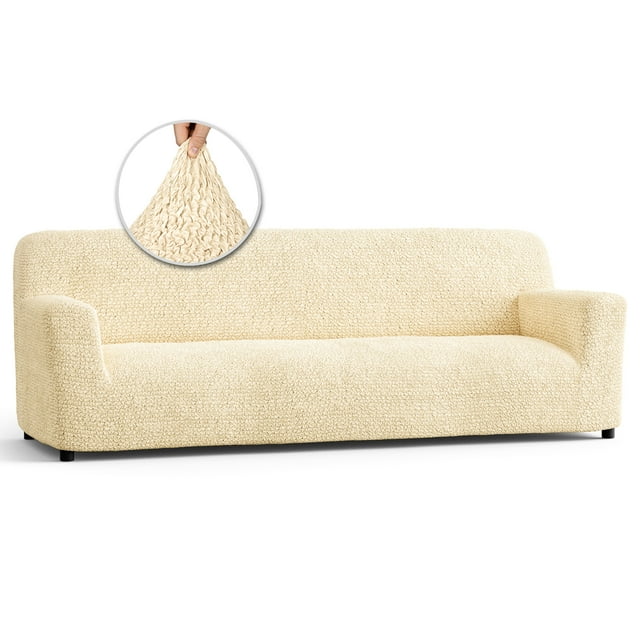 Paulato by Ga.I.Co. Sofa Slipcover Solid Cream 4 Seater Couch Cover