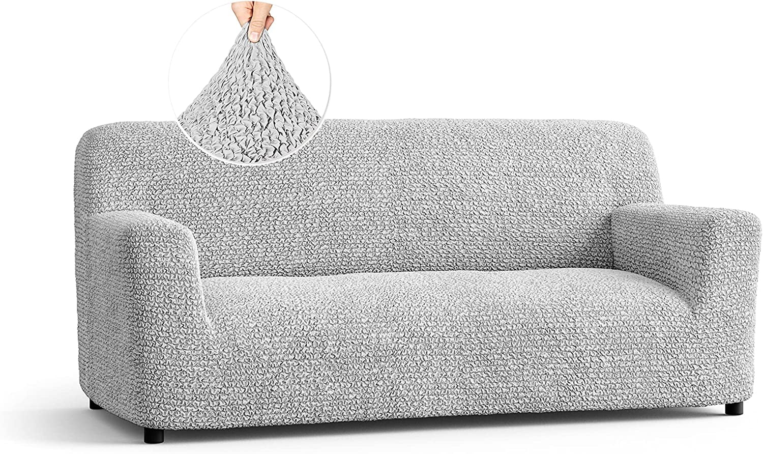 Paulato by Ga.I.Co. Sofa Slipcover Solid Light Grey 3 Seater Couch