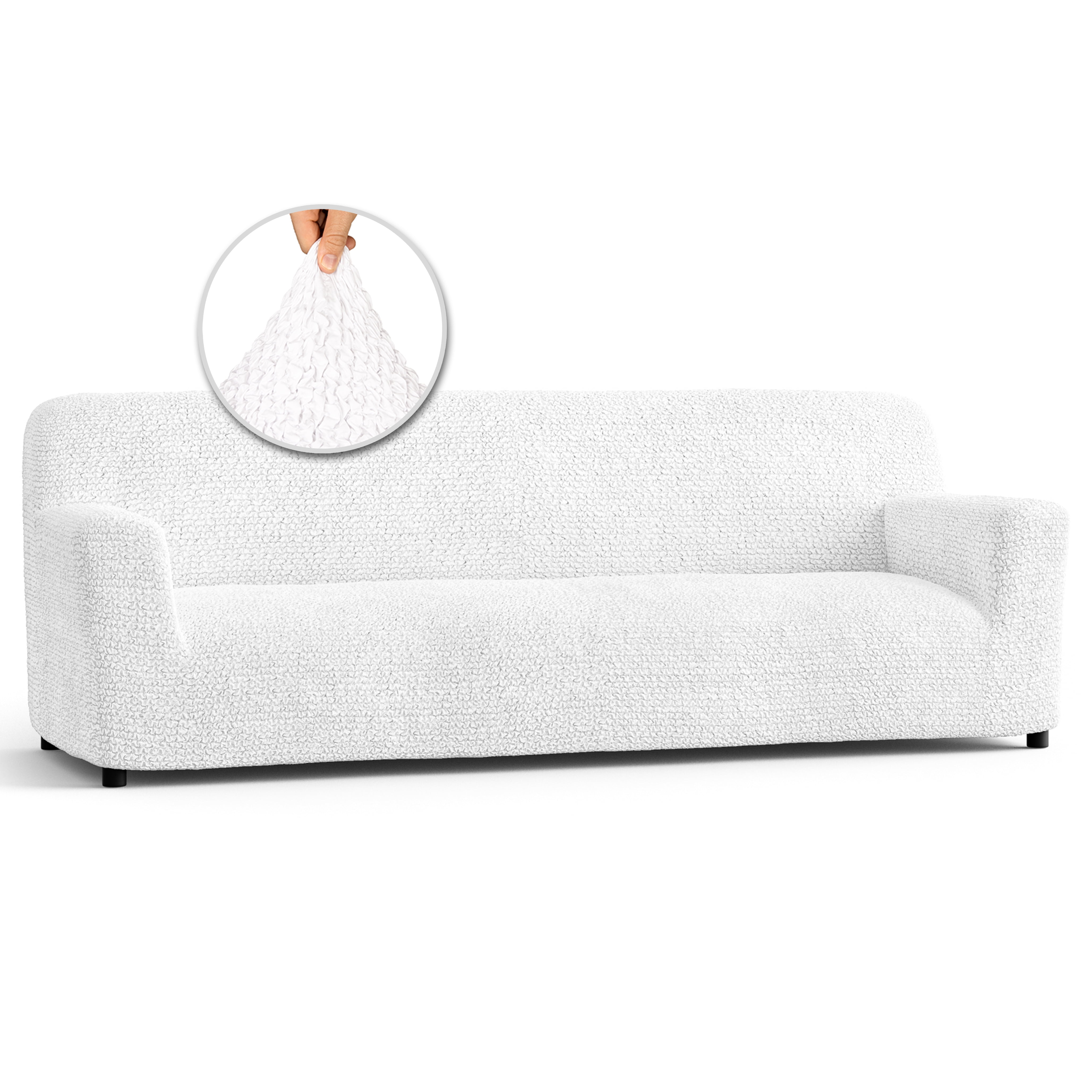 Paulato by Ga.I.Co. Sofa Slipcover Solid White 4 Seater Couch Cover