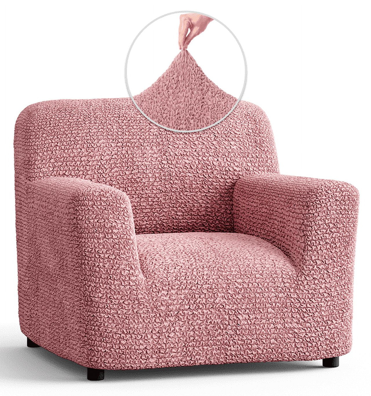 Paulato by Ga.I.Co. Stretch Armchair Slipcover Solid Pink Chair