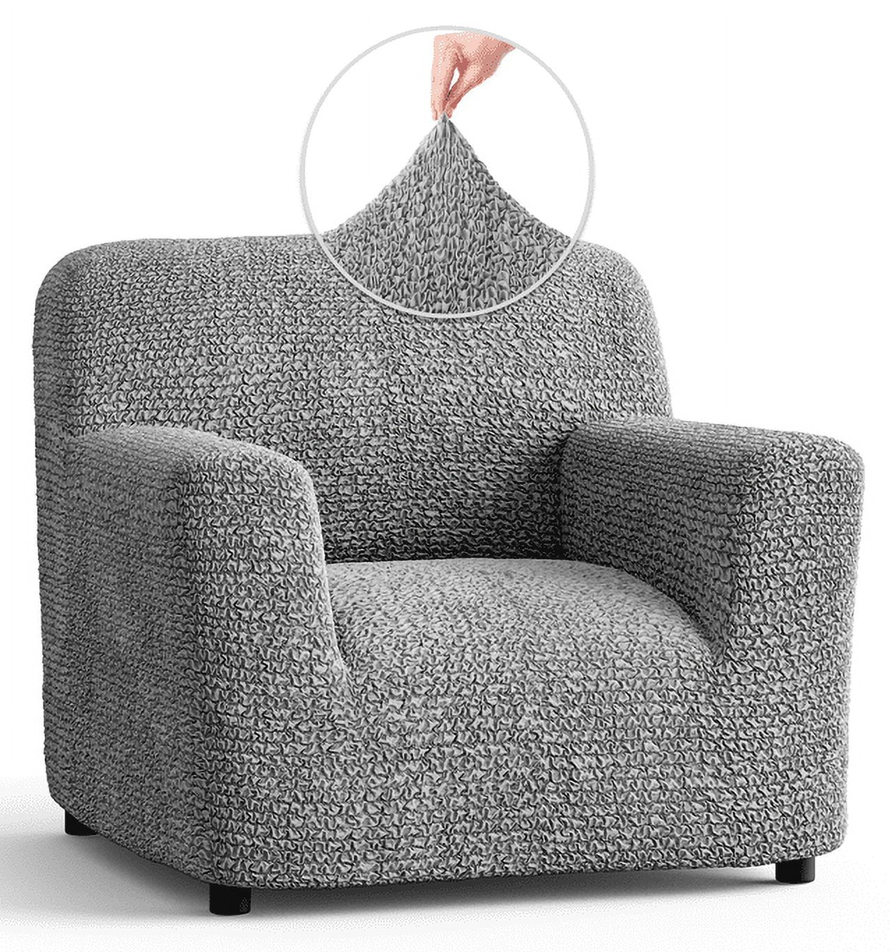 Silver Gray Stretchable Microfiber Armchair Cover