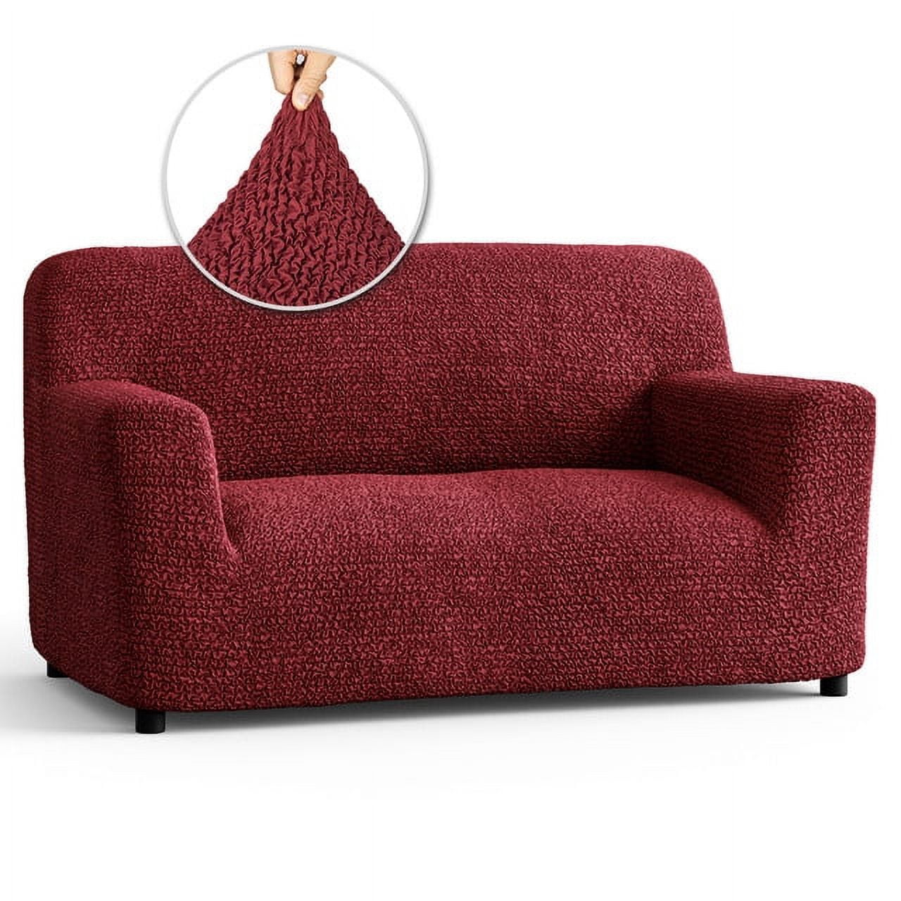 Burgundy Polyester Blend Stretch Loveseat Slipcover