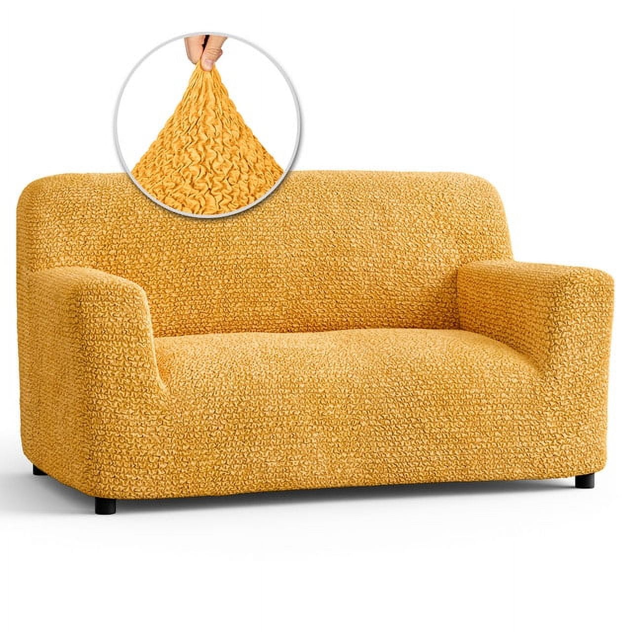 Mango Yellow Stretch Polyester Loveseat Sofa Cover