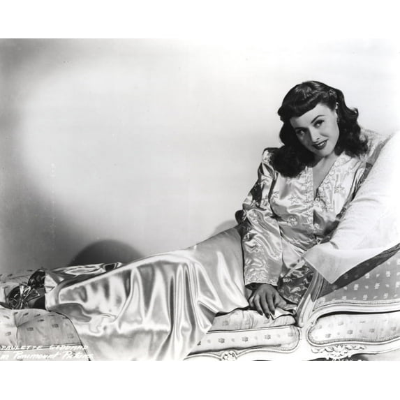 Paulette Goddard Lying in Bed wearing Silk Dress Portrait Photo Print (24 x 30)