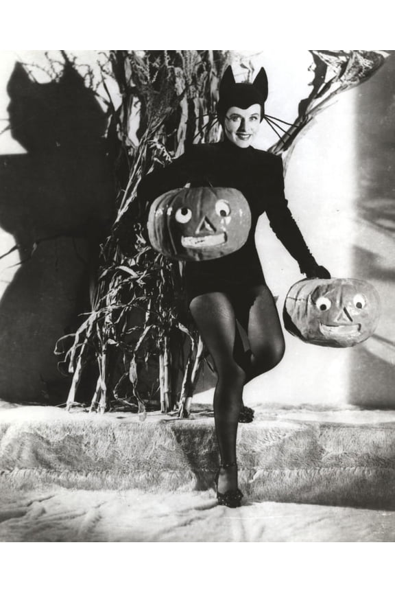 Paulette Goddard Posed with Pumpkin Photo Print (8 x 10)