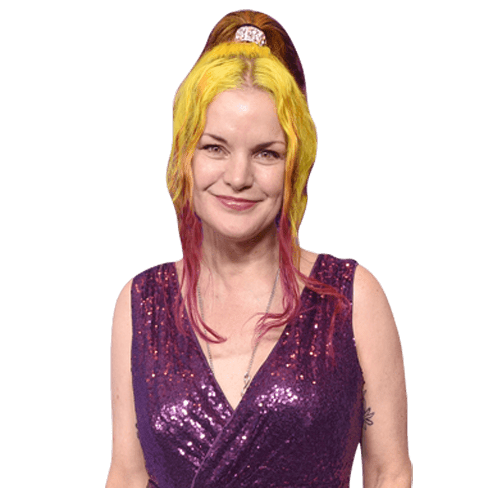 Pauley Perrette (Purple Dress) Half Body Buddy Cutout