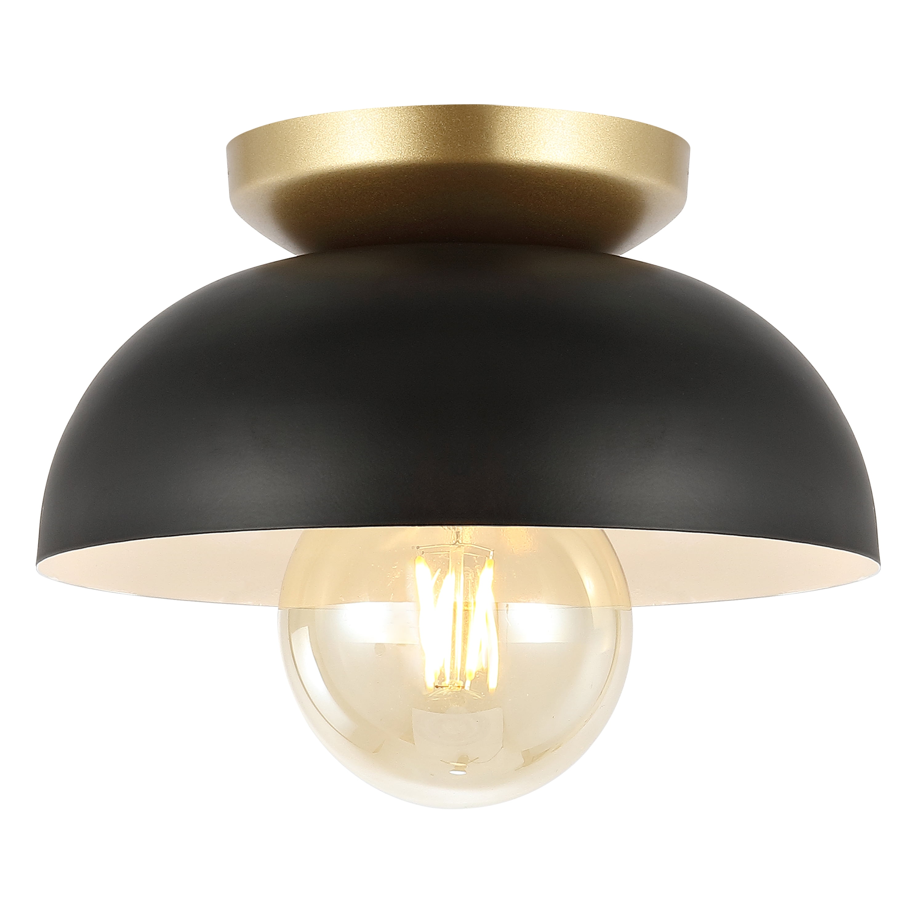 Paulina 8.5" Black/Gold Industrial Iron LED Ceiling Light