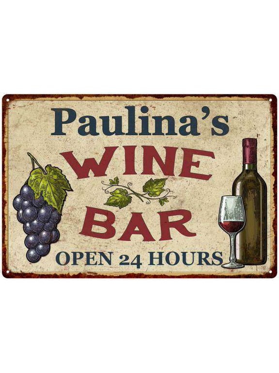 Paulina's Rustic Wine Bar Sign Wall Dcor Kitchen Gift 12x18 Metal 112180056763