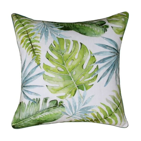 LR Home Panama Performance Poly Filled Pillow in Green/Blue, 20" x 20"