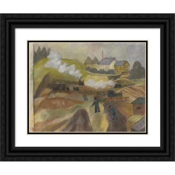Pauline Kowarzik 18x15 Black Ornate Wood Framed Double Matted Museum Art Print Titled - Building Site of the I. G. Farben (1929)
