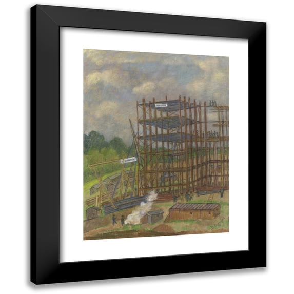 Pauline Kowarzik 19x24 Black Modern Framed Museum Art Print Titled - Building Site of the I. G. Farben (1929)