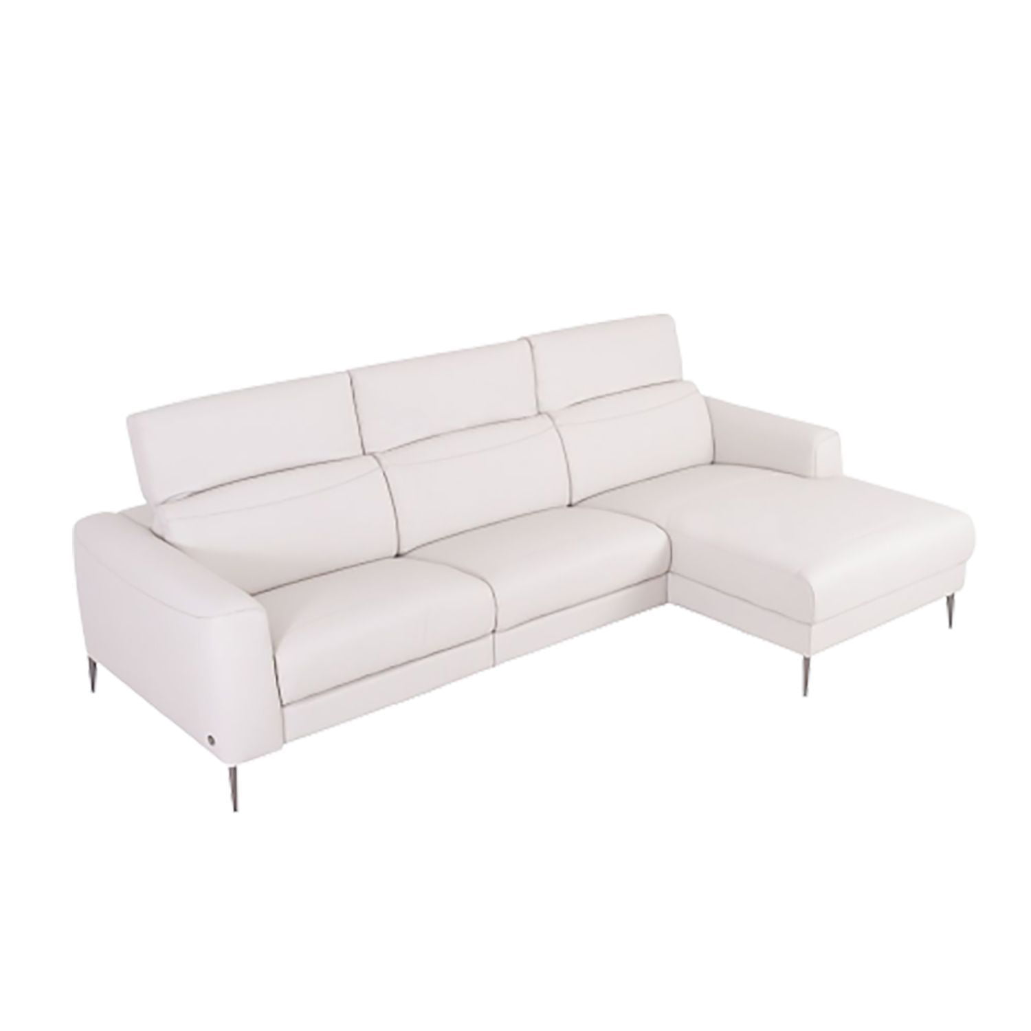 Pauline Modern Leather Sectional Sofa, Beige, Left Hand Facing Chaise