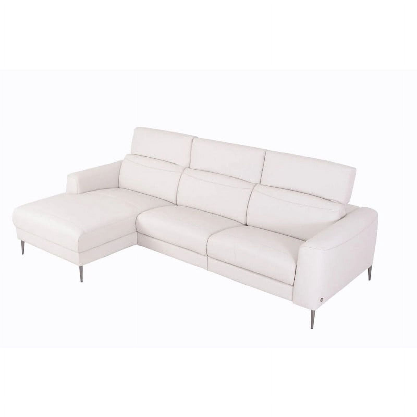 Pauline Modern Leather Sectional Sofa, Beige, Right Hand Facing Chaise