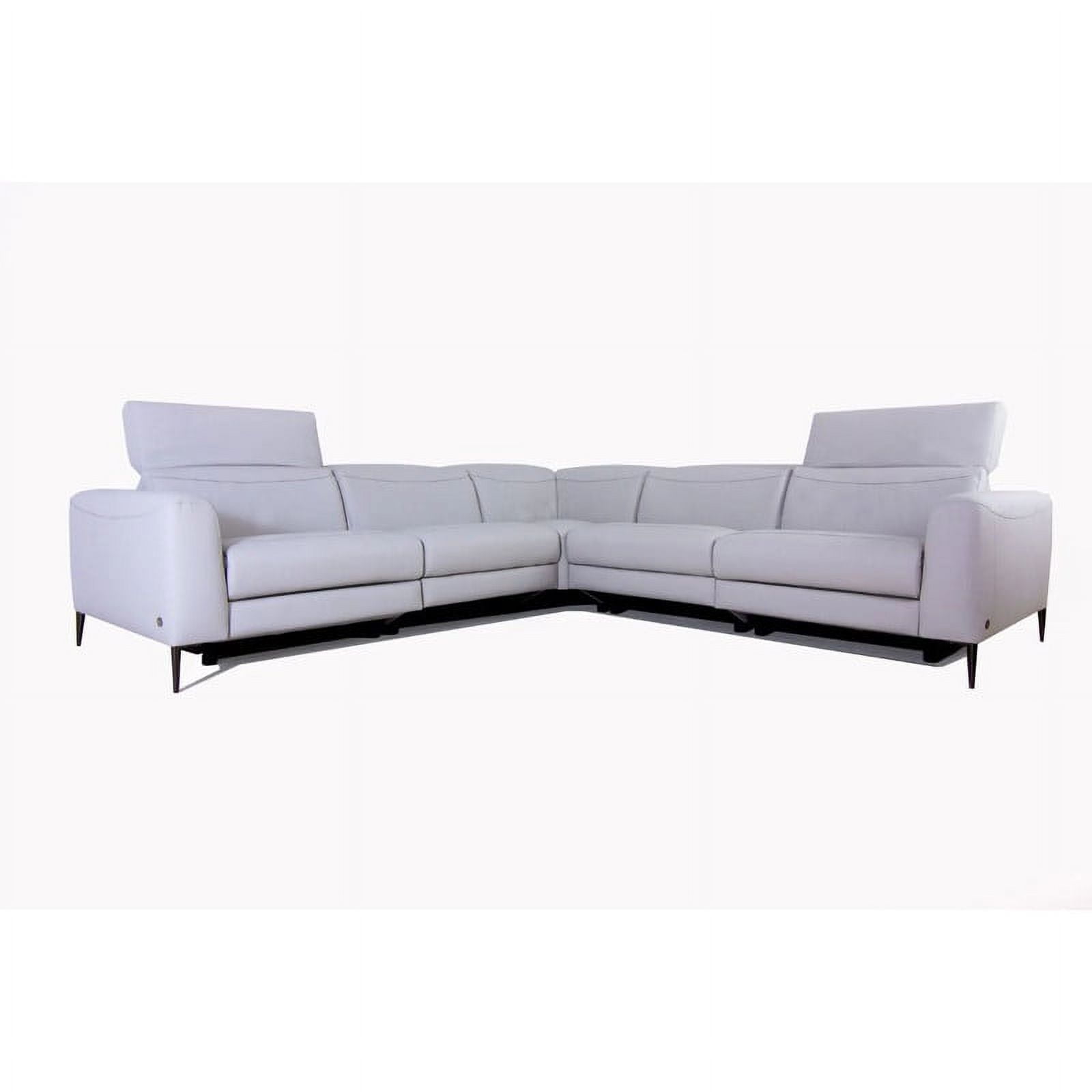 Pauline Modern Leather Sectional Sofa, Light Gray, Left Hand Facing