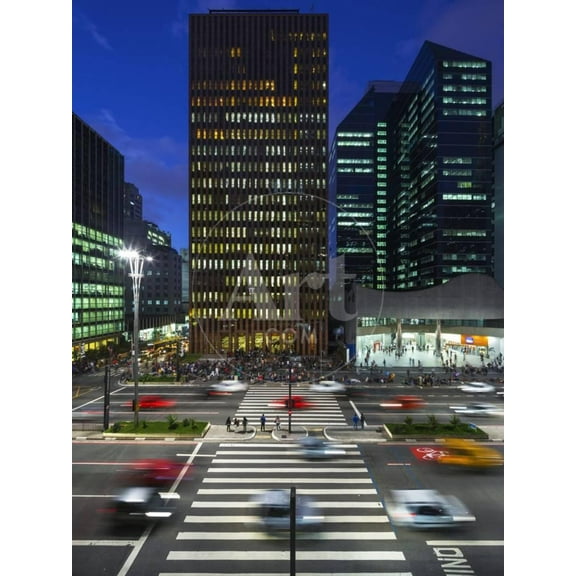 Paulista Avenue at Night, Sao Paulo, Scenic Unframed Photographic Print Wall Art by Jon Hicks Sold by Art.Com