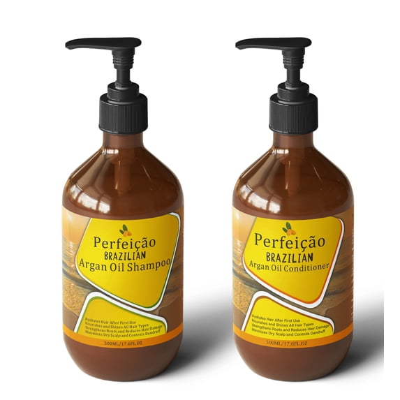 Paulista Beauty |  Keratin Essence Argan Oil Shampoo and Conditioner Set - Hair Growth and Thickening - All Hair Types - Sweet Aroma - 500ml
