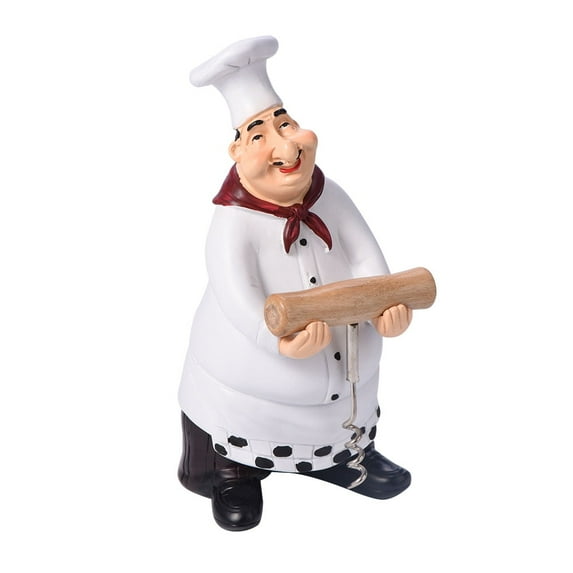 Paullice Chef Statue Ornament Cute Chef Statue Figurine Ornaments Vintage Home Decor Kitchen Restaurant Resin Crafts for Home Kitchen Bistro Restaurant(#E)
