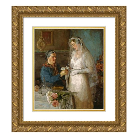 Paulo Troubetskoy 20x23 Gold Ornate Framed and Double Matted Museum Art Print Titled - Before the Wedding (1922)