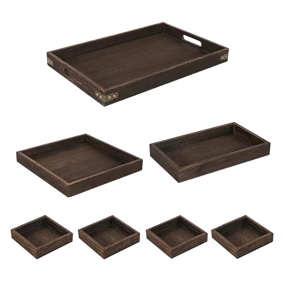 Paulownia Wood Serving Tray for Tea and Coffee Brewing Accessories with -Functional Storage Design