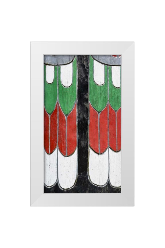 Paulson, Don 10x14 White Modern Wood Framed Museum Art Print Titled - Washington State, Neah Bay Detail of a totem