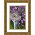thumbnail image 1 of Paulson, Don 11x14 Gold Ornate Wood Framed with Double Matting Museum Art Print Titled - Bird houses on bench next to garden flowers, 1 of 4
