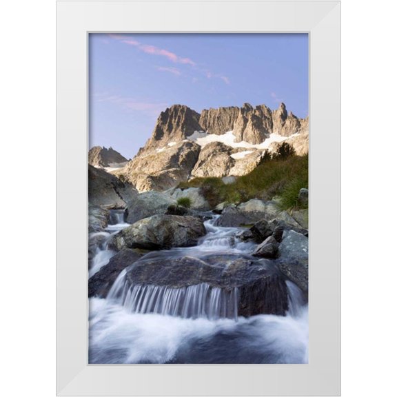 Paulson, Don 11x14 White Modern Wood Framed Museum Art Print Titled - CA, Inyo NF The Minarets and rapids in a stream