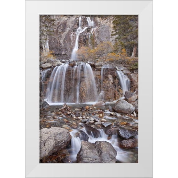 Paulson, Don 11x14 White Modern Wood Framed Museum Art Print Titled - Canada, Alberta, Jasper NP Tangle Falls