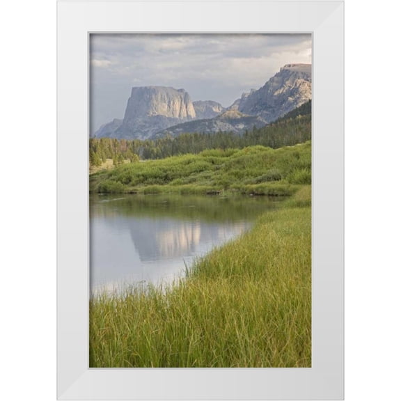 Paulson, Don 11x14 White Modern Wood Framed Museum Art Print Titled - WY, Square Top Mt and Green River Lake