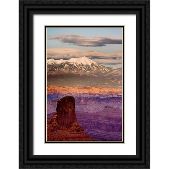Paulson, Don 13x18 Black Ornate Wood Framed with Double Matting Museum Art Print Titled - UT, Dead Horse Point SP La Sal Mts at sunset