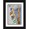 thumbnail image 1 of Paulson, Don 13x18 Black Ornate Wood Framed with Double Matting Museum Art Print Titled - WA, Boat sail and flags at Bainbridge Island, 1 of 4