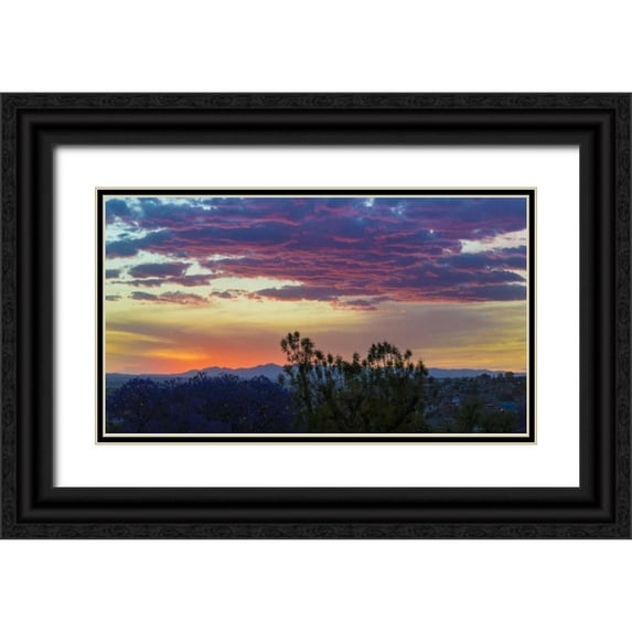 Paulson, Don 14x10 Black Ornate Wood Framed with Double Matting Museum Art Print Titled - Mexico, San Miguel de Allende Sunset over city