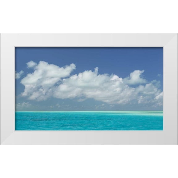Paulson, Don 14x10 White Modern Wood Framed Museum Art Print Titled - Bahamas, Exuma Island Seascape of aqua ocean